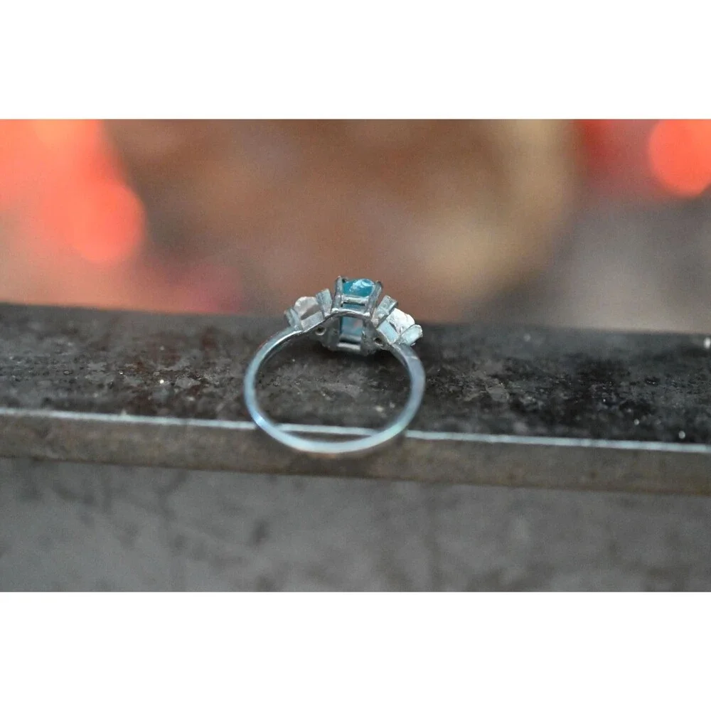 Aquamarine Engagement Ring Rough Blue Gemstone Natural Uncut Aquamarine Wedding - Picture 3 of 5